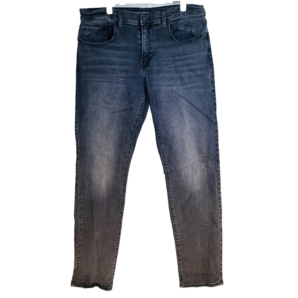 Lucky Brand 110 Slim Jeans Mens 36x32 Gray Charcoal Wash Slim Skinny Zip Fly - Picture 5 of 16